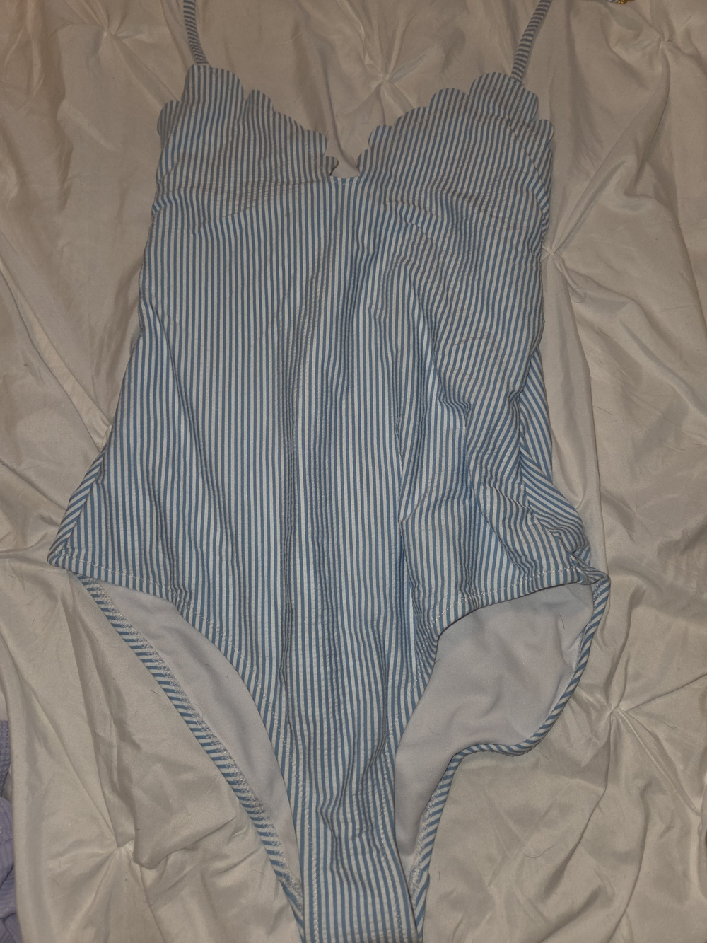 Jessica Simpson Light Blue and White Striped One-Piece Swimsuit